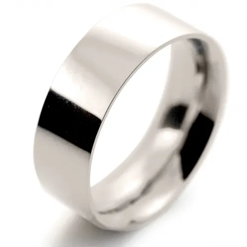 Flat Court Very Heavy -  8mm (FCH8 W) White Gold Wedding Ring